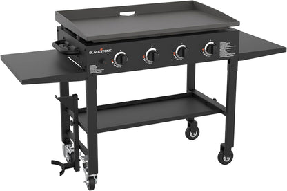 36" Gas Griddle Cooking Station 4 Burner Flat Top Gas Grill Propane Fueled Restaurant Grade Professional 36" Outdoor Griddle Station with Side Stands (1554)