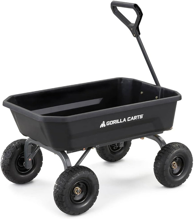 7GCG-NF Heavy-Duty Poly Dump Garden Cart with No-Flat Tires, 7 Cubic Feet, 1200-Pound Capacity, Black, Amazon Exclusive