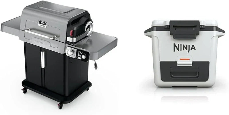 Ninja FlexFlame, Grill and Smoker, Electric and Propane Grill, Roaster, BBQ Grill, 5-in-1 Cooking System, 3 Burner, Digital Control, Outdoor Cooking, Griddle, Pizza Maker, Stainless Steel, PG301