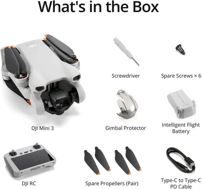 DJI Mini 3, Drones with Camera for Adults 4K, 38-min Flight Time, up to 32800ft (10km) Video Transmission, True Vertical Shooting, GPS Auto Return Integrated, Mini Drone with Camera for Beginners