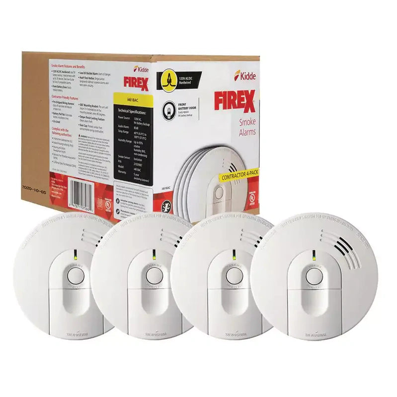Pack Hardwired Smoke Alarm with Ionization Sensor, 120V AC, 9V Battery Backup