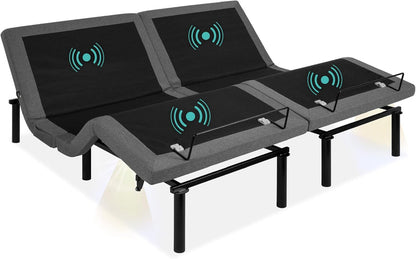 Best Choice Products Ergonomic Twin XL Size Adjustable Bed Frame, Electric Base w/Wireless Remote Control, Nightlight, Massager, 2 USB Ports