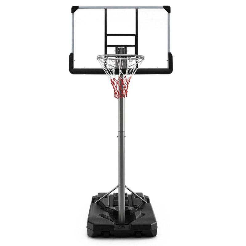Portable Outdoor Basketball Hoop 64''-79'' Adjustable Poolside Basketball Goal System with 44" Backboard Wheeled Fillable Base