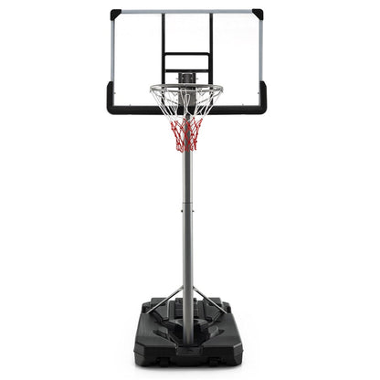 Portable Outdoor Basketball Hoop 64''-79'' Adjustable Poolside Basketball Goal System with 44" Backboard Wheeled Fillable Base