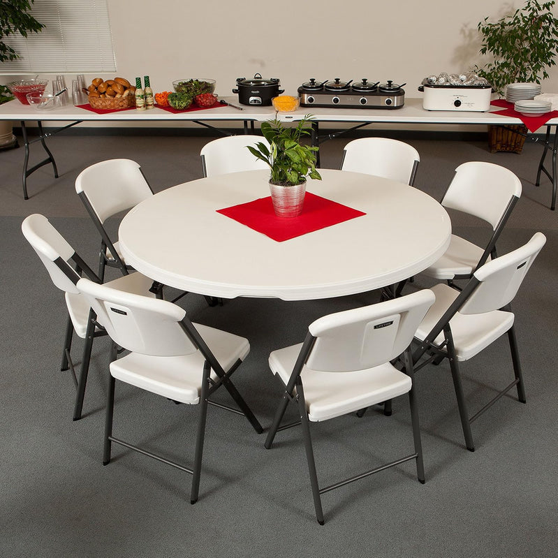 Lifetime 5' Round Folding Table (4 Pack), Commercial Grade, White