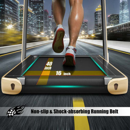 2 in 1 Folding Treadmill, 2.25HP Under Desk Electric Treadmill, Portable Walking Running Machine with Dual Display & Smart App Control