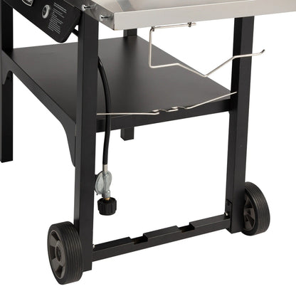 Cuisinart Outdoor Wok Station, 50,000 BTU Propane Outdoor Wok Burner w Prep Table, 14 Carbon Steel Wok for Stir Fry, Searing, BBQ Black