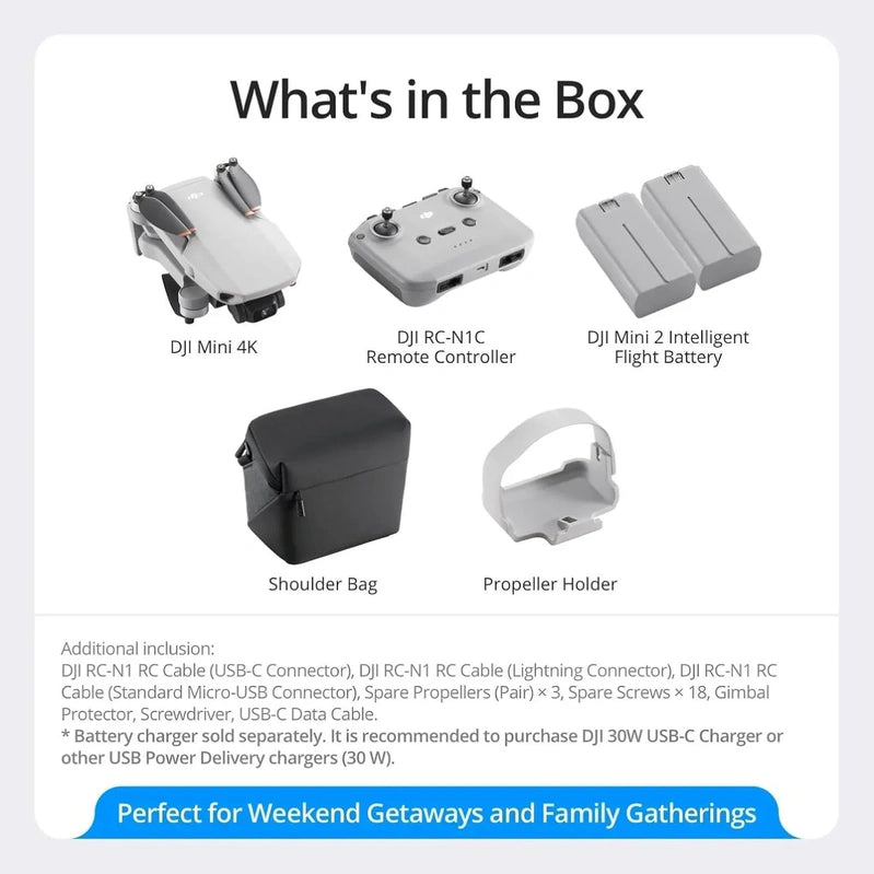 DJI Mini 4K, Drone with 4K UHD Camera for Adults, Under 249 g, 3-Axis Gimbal Stabilization, 10km Video Transmission, Auto Return, Wind Resistance, 1 Battery for 31-Min Max Flight Time, Intelligent Flight
