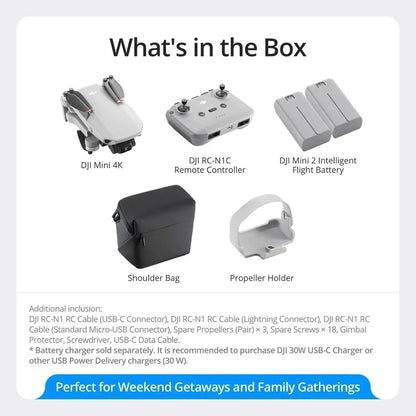 DJI Mini 4K, Drone with 4K UHD Camera for Adults, Under 249 g, 3-Axis Gimbal Stabilization, 10km Video Transmission, Auto Return, Wind Resistance, 1 Battery for 31-Min Max Flight Time, Intelligent Flight