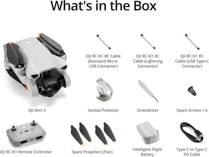 DJI Mini 3, Drones with Camera for Adults 4K, 38-min Flight Time, up to 32800ft (10km) Video Transmission, True Vertical Shooting, GPS Auto Return Integrated, Mini Drone with Camera for Beginners