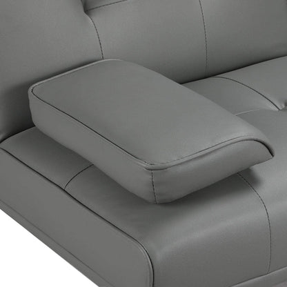 Yaheetech Convertible Sofa Bed Adjustable Couch Sleeper Modern Faux Leather Home Recliner Reversible Loveseat Folding Daybed Guest Bed, Removable Armrests, Cup Holders, 3 Angles, 772lb Capacity, Black