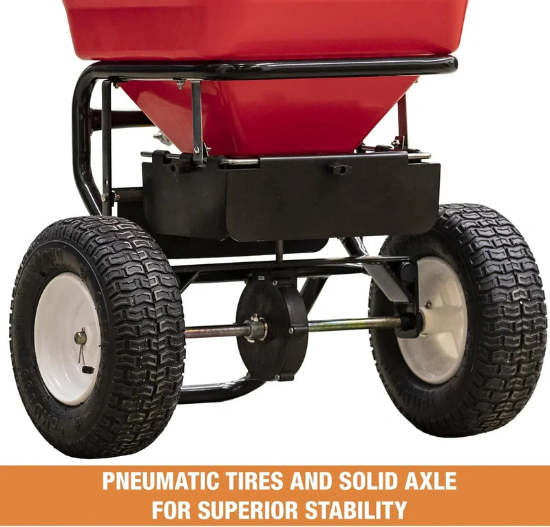 Multi-Purpose Walk Behind Push Spreader, 100 Pound Capacity, Multi Use Tool for Grass Seed, Salt, De-Icer, Fertilizer and Seeds