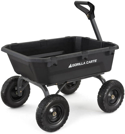 7GCG-NF Heavy-Duty Poly Dump Garden Cart with No-Flat Tires, 7 Cubic Feet, 1200-Pound Capacity, Black, Amazon Exclusive