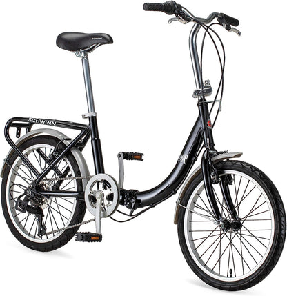 Schwinn Loop Adult Folding Bike for Men and Women, 20-inch Wheels, 7-Speed Drivetrain