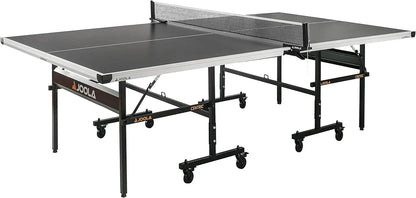 Inside Professional MDF Indoor Ping Pong Table with Quick Clamp Table Tennis Net and Post Set - 10 Minute Easy Assembly - Tournament Quality - Foldable with Single Player Playback Mode